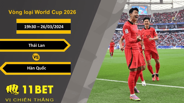 11BET Soi kèo Thái Lan vs Hàn Quốc, 19h30, 26/03/2024