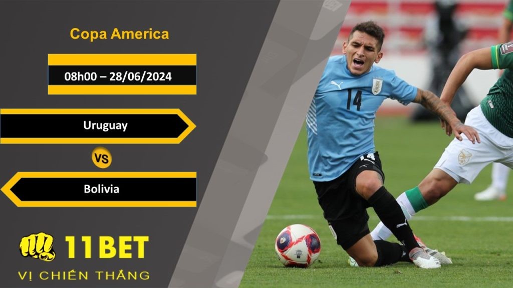 11BET Soi kèo Uruguay vs Bolivia, 08h00, 28/06/2024